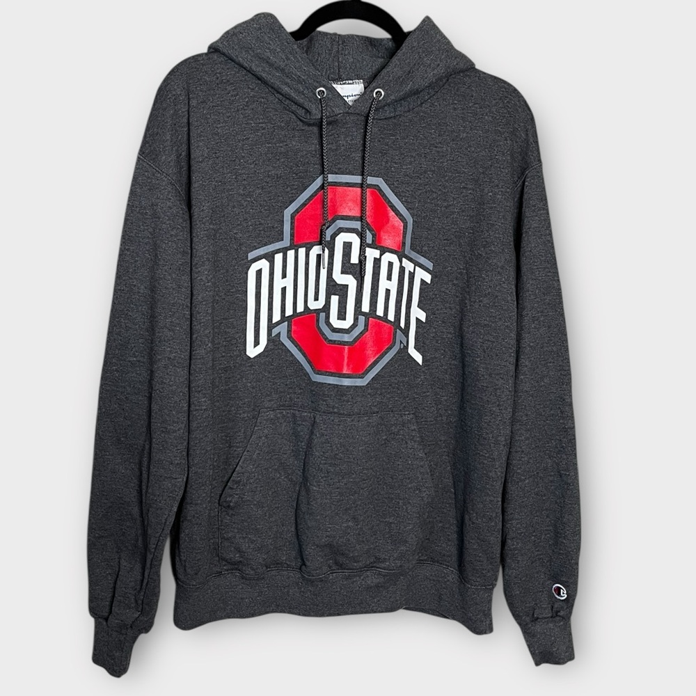 CHAMPION charcoal gray The Ohio State University Hoodie OSU Buckeyes size Large